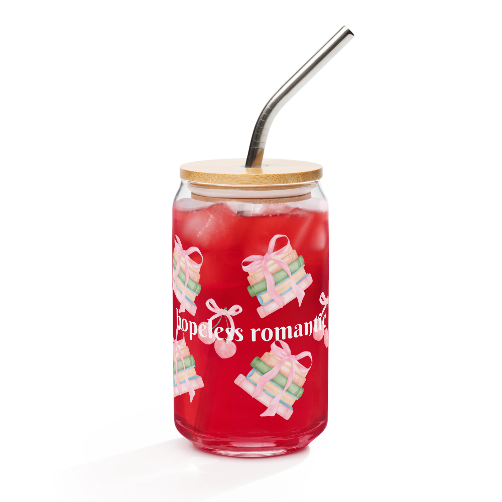 'Hopeless Romantic' Sipper Glass, 16oz