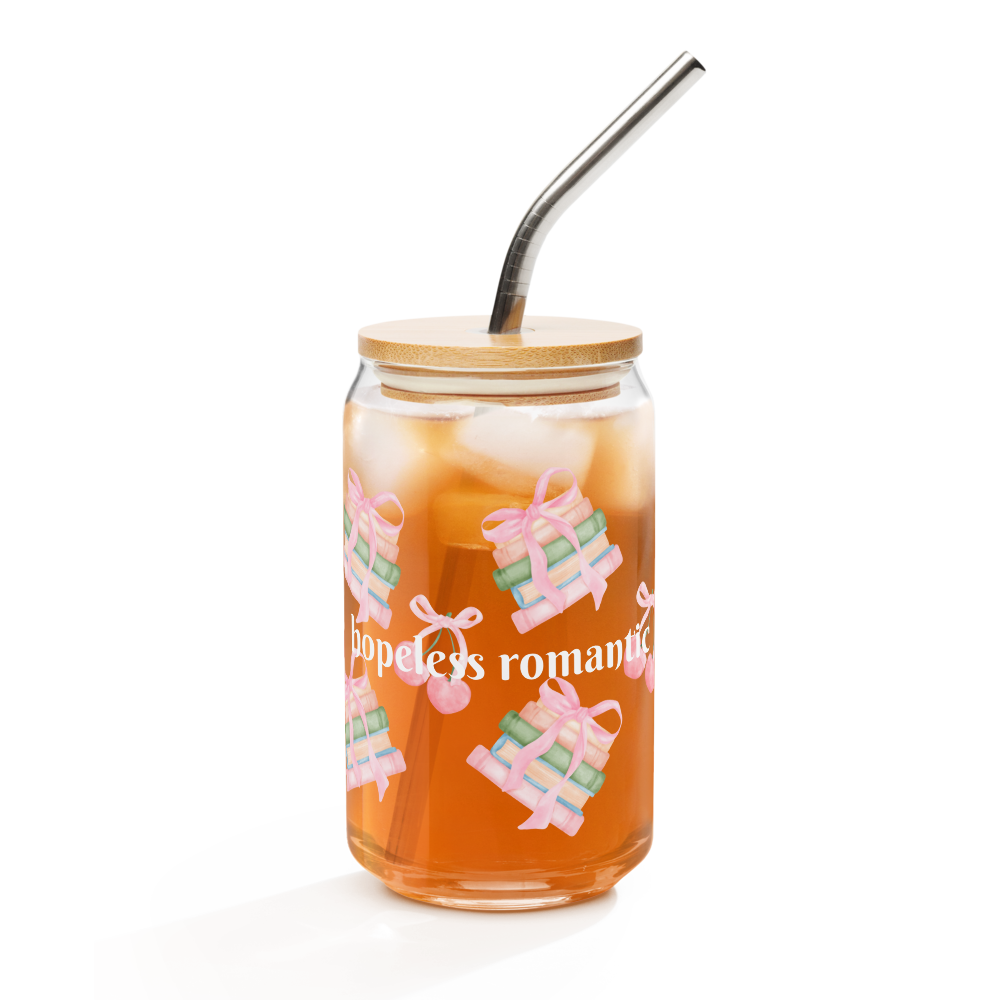 'Hopeless Romantic' Sipper Glass, 16oz