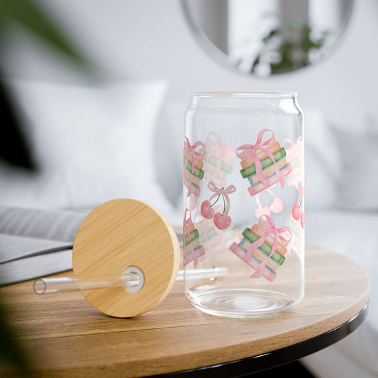 Bookish Cottage Core With Sweet Cherries Sipper Glass, 16oz